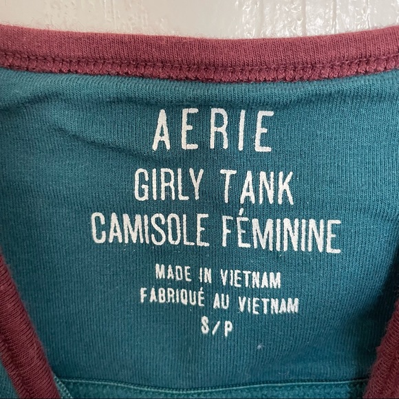 Aerie Girly Tank Camisole Workout Tank Top Dark Green - Picture 2 of 3